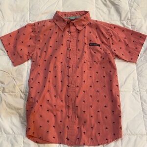 US Polo Pink Palm Tree Shirt Size 10/12 Button Up